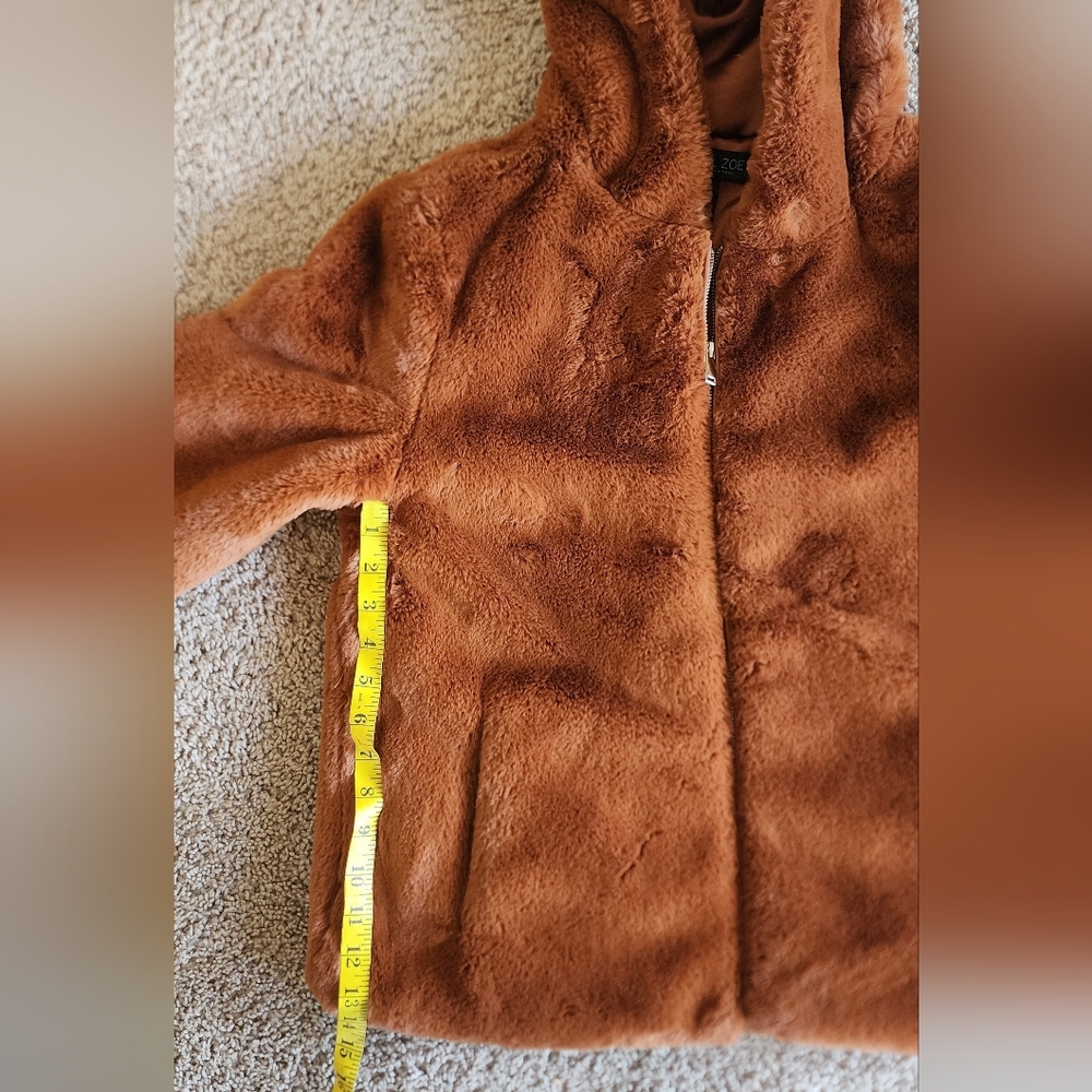 Rachel Zoe, hooded Teddy zip up faux fur Teddyjacket Sz M - Picture 4 of 7